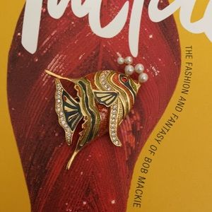Bob Mackie Wanda the Fish Brooch Pearl Bubbles